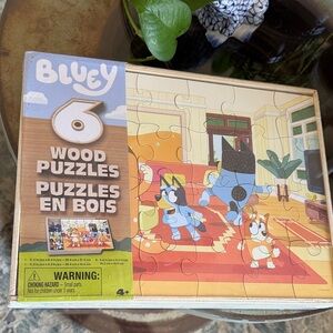Bluey family 6 Wood Puzzles Set tray storage box spin master 2024